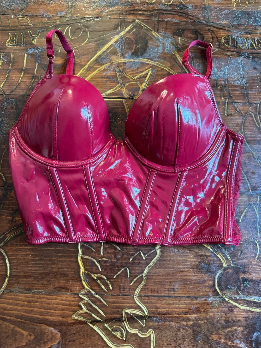 PINK Victoria's Secret Shiny Longline Bustier Bra - Fuchsia